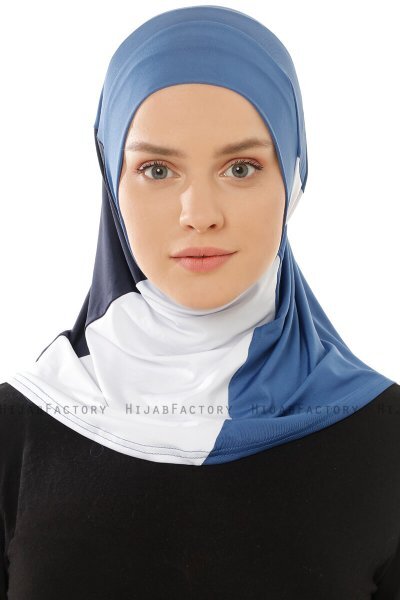 Esin - Indigo & Hvit & Marineblå One-Piece Hijab
