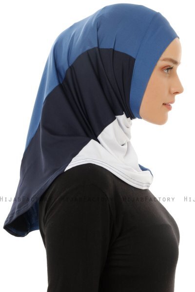Esin - Indigo & Hvit & Marineblå One-Piece Hijab