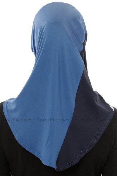 Esin - Indigo & Hvit & Marineblå One-Piece Hijab