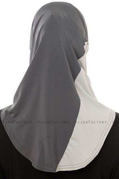 Esin - Antrasitt & Lyseblå & Lysegrå One-Piece Hijab