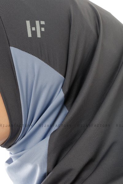 Esin - Antrasitt & Lyseblå & Lysegrå One-Piece Hijab