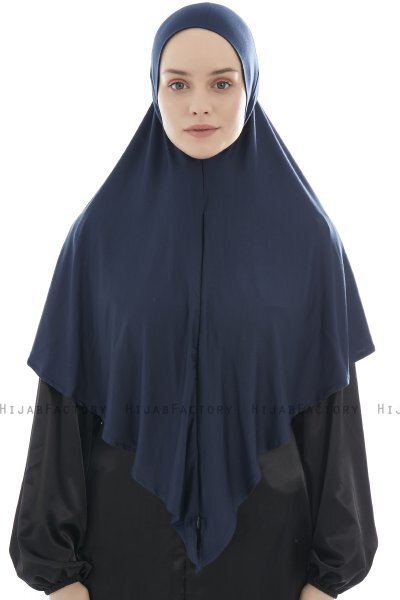 Ajda - Marineblå Hijab Med Glidelås