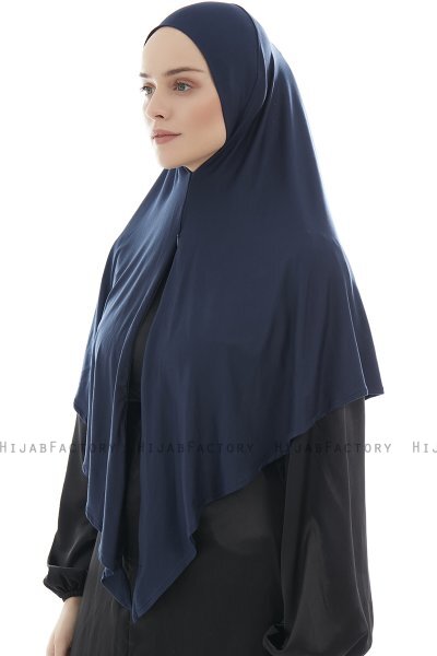 Ajda - Marineblå Hijab Med Glidelås