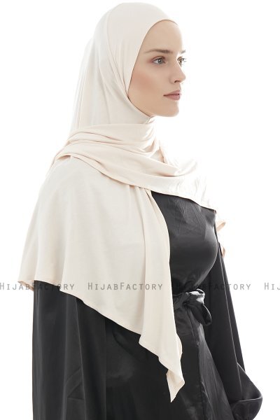 Ajda - Beige Hijab Med Glidelås