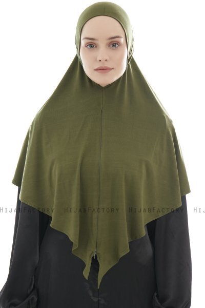 Ajda - Khaki Hijab Med Glidelås