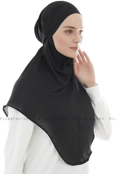 Ebrar - Svart Crepe Chiffon Al Amira Hijab