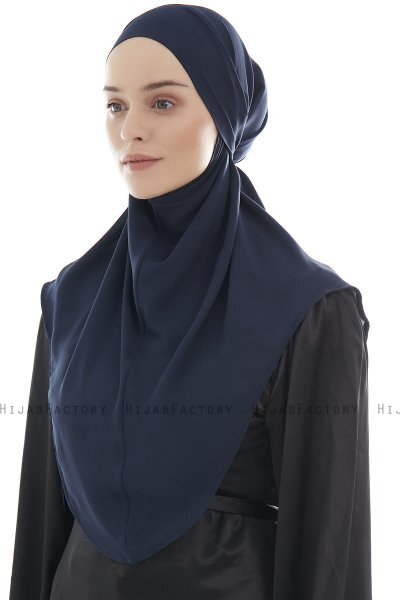 Ebrar - Marineblå Crepe Chiffon Al Amira Hijab