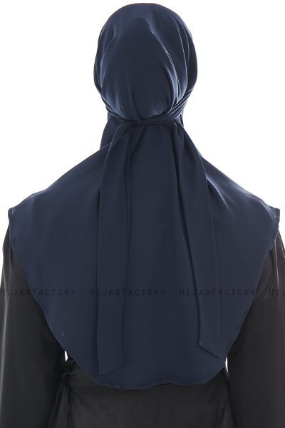 Ebrar - Marineblå Crepe Chiffon Al Amira Hijab