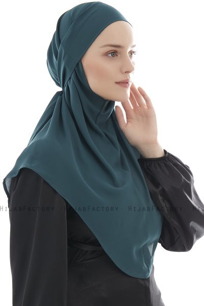 Ebrar - Mørk Grønn Crepe Chiffon Al Amira Hijab