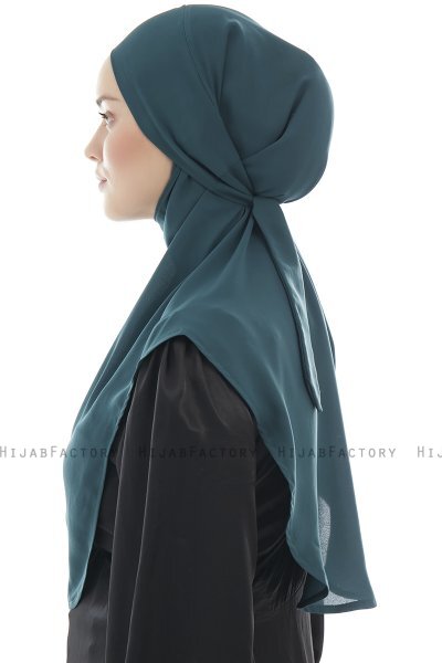 Ebrar - Mørk Grønn Crepe Chiffon Al Amira Hijab