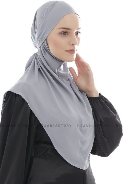 Ebrar - Lysegrå Crepe Chiffon Al Amira Hijab
