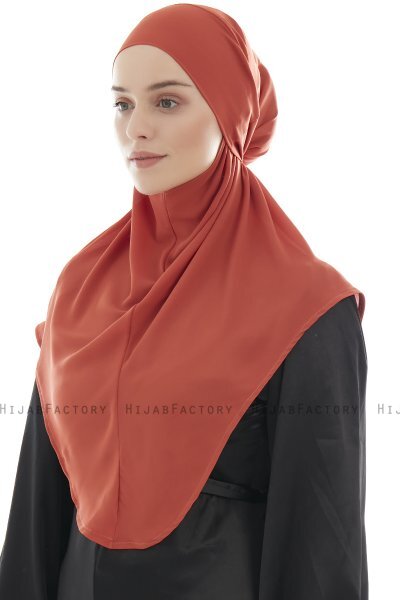 Ebrar - Mursteinsrød Crepe Chiffon Al Amira Hijab
