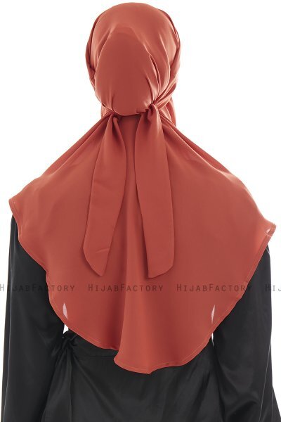 Ebrar - Mursteinsrød Crepe Chiffon Al Amira Hijab