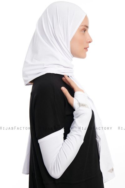 Azize - Hvit Pro Scarf Sport Hijab Set