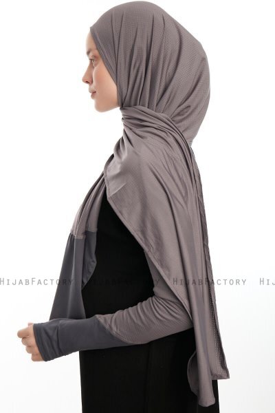 Azize - Mørk Grå Pro Scarf Sport Hijab Set