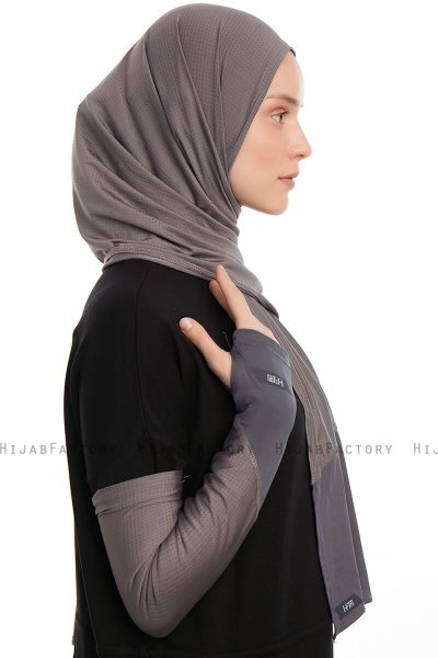 Azize - Mørk Grå Pro Scarf Sport Hijab Set