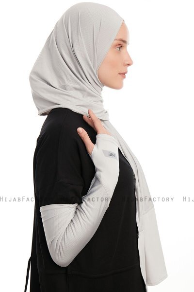 Azize - Lysegrå Pro Scarf Sport Hijab Set