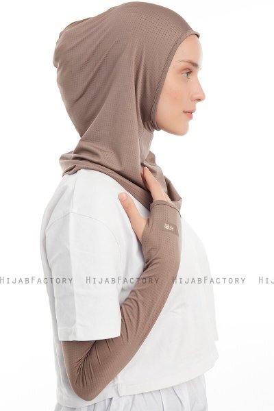 Bayda - Mørk Taupe Pro Sport Hijab Set