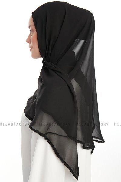 Eylem - Svart One Piece Chiffon Hijab