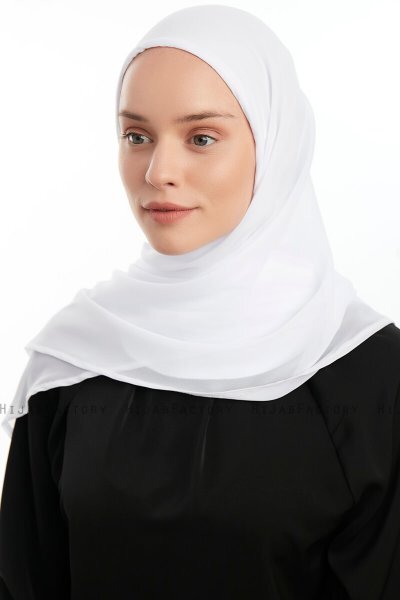 Eylem - Hvit One Piece Chiffon Hijab