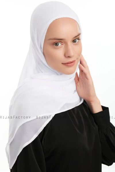 Eylem - Hvit One Piece Chiffon Hijab