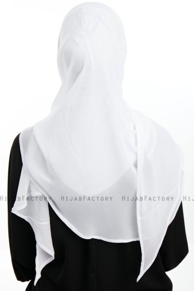 Eylem - Hvit One Piece Chiffon Hijab