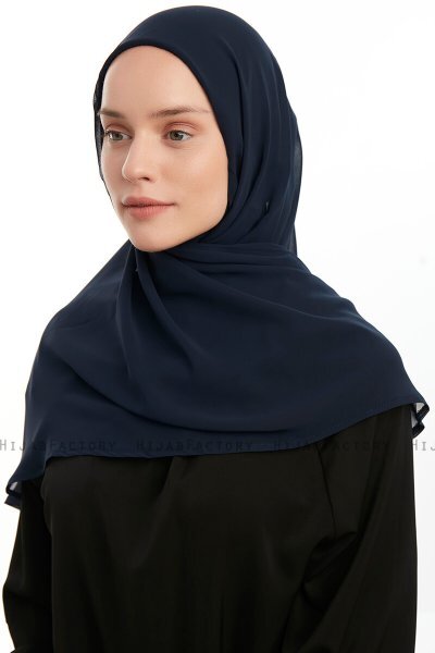 Eylem - Marineblå One Piece Chiffon Hijab