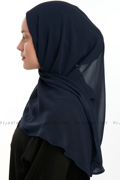 Eylem - Marineblå One Piece Chiffon Hijab