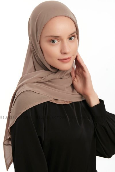 Eylem - Mørk Taupe One Piece Chiffon Hijab