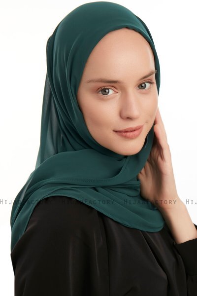 Eylem - Mørk Grønn One Piece Chiffon Hijab