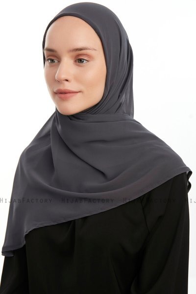 Eylem - Antrasitt One Piece Chiffon Hijab