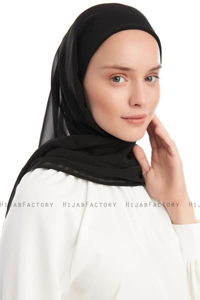 Sahar - Svart One Piece Chiffon Hijab