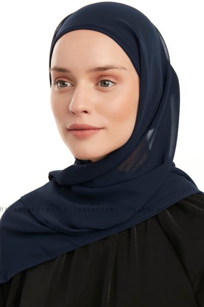 Sahar - Marineblå One Piece Chiffon Hijab
