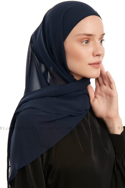Sahar - Marineblå One Piece Chiffon Hijab