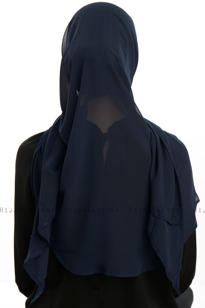 Sahar - Marineblå One Piece Chiffon Hijab