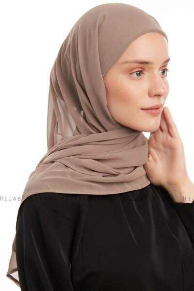Sahar - Mørk Taupe One Piece Chiffon Hijab