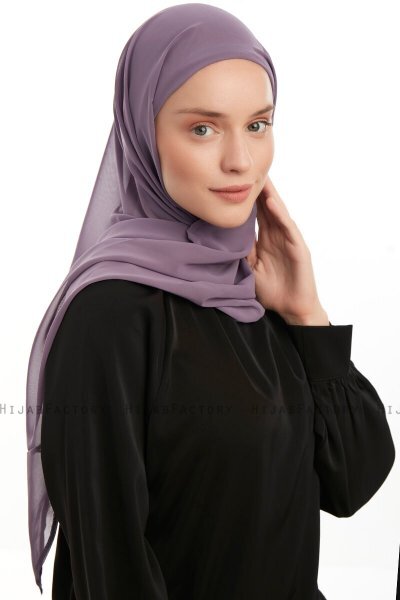 Sahar - Mørk Lilla One Piece Chiffon Hijab