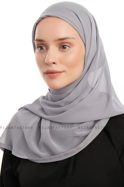 Sahar - Mørk Grå One Piece Chiffon Hijab