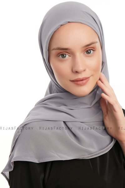 Sahar - Mørk Grå One Piece Chiffon Hijab