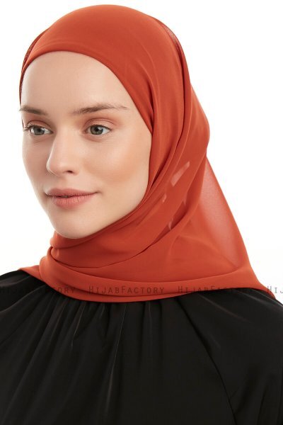 Sahar - Mursteinsrød One Piece Chiffon Hijab
