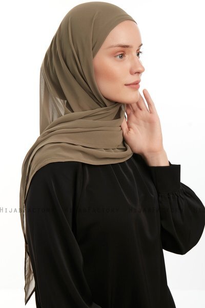 Sahar - Olivengrønn One Piece Chiffon Hijab