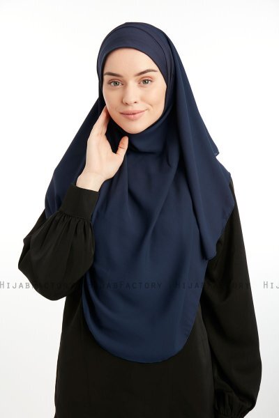 Bengi - Marineblå Micro Krep Turban Hijab