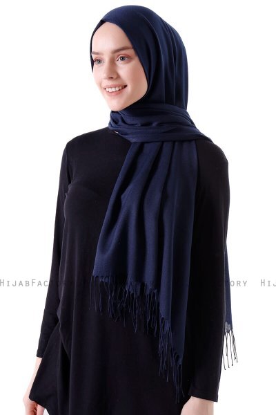 Demet - Marineblå Pashmina Hijab