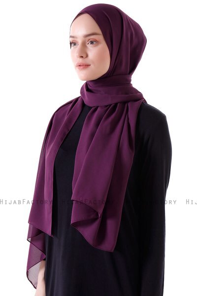 Hadise - Mørk Lilla Chiffon Hijab