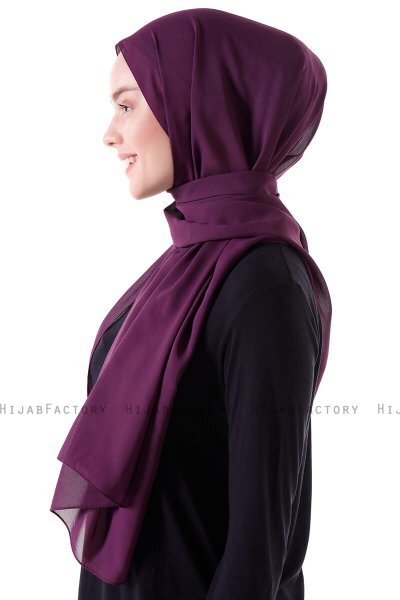 Hadise - Mørk Lilla Chiffon Hijab