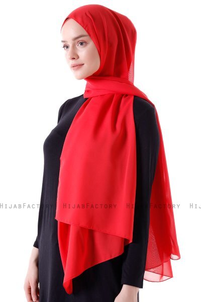 Hadise - Bringebærrød Chiffon Hijab