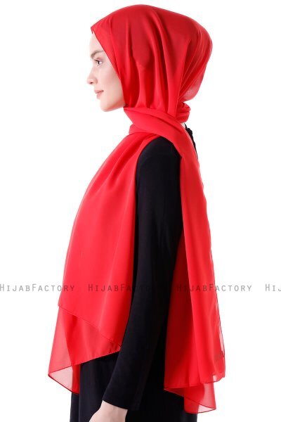 Hadise - Bringebærrød Chiffon Hijab
