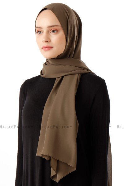Hadise - Mørk Khaki Chiffon Hijab