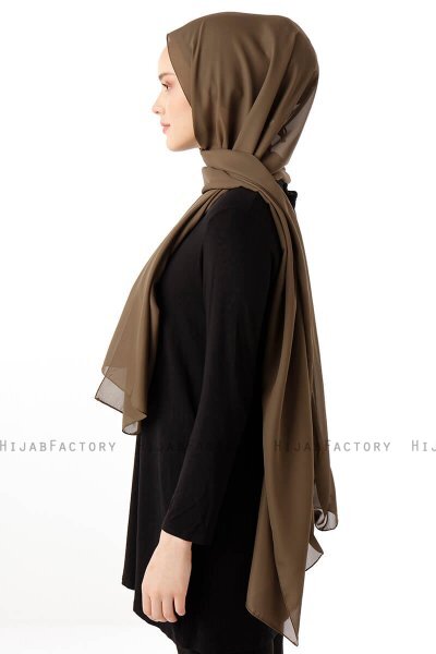 Hadise - Mørk Khaki Chiffon Hijab