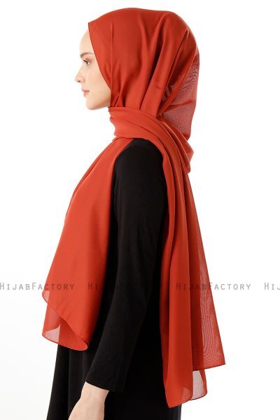 Hadise - Mursteinsrød Chiffon Hijab